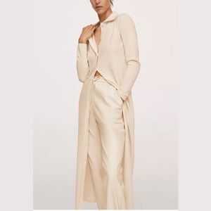 MNG Mango Button Knit Long Cardigan Sweater Dress Women’s Size XS Cream